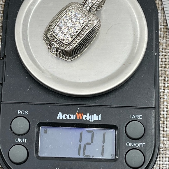 Vintage Judith Ripka Sterling Silver CZ Cluster Enhancer Pendant - Picture 16 of 16